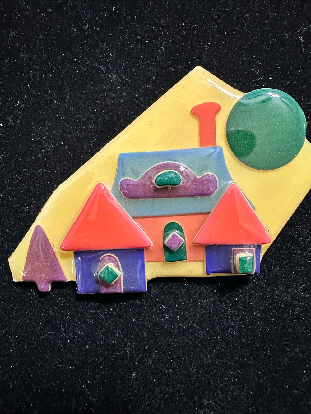 Vintage Decor house brooch Red, Purple & Yellow #11